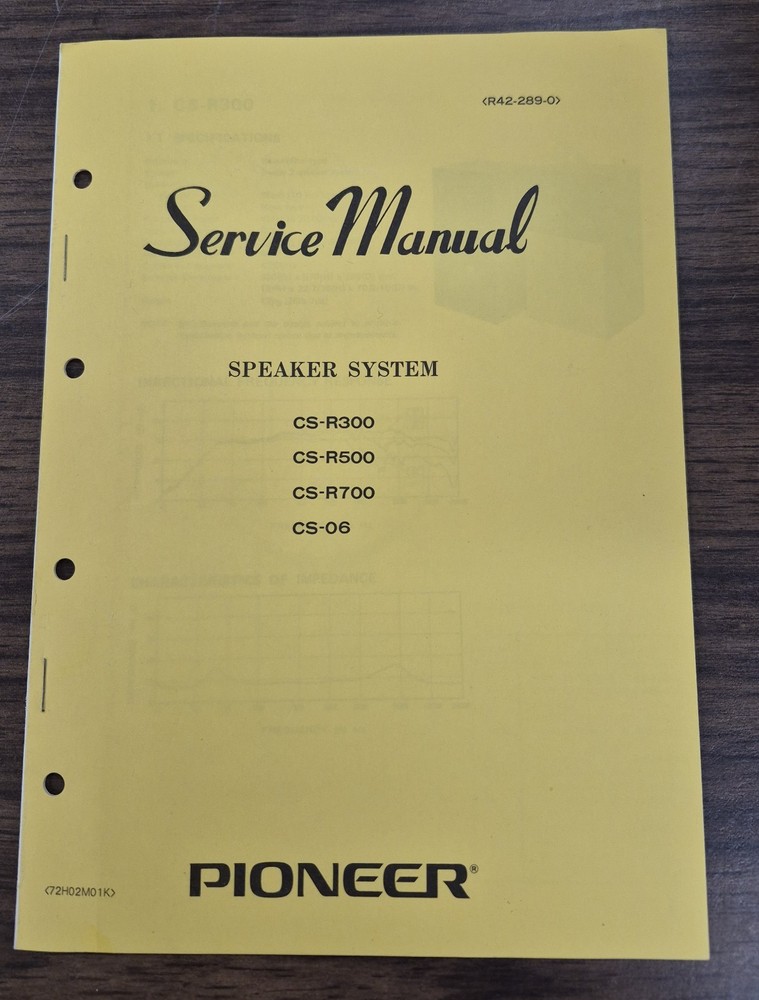 Pioneer CS-R300/500/700/CS-06 Speaker Service Manual – OEM