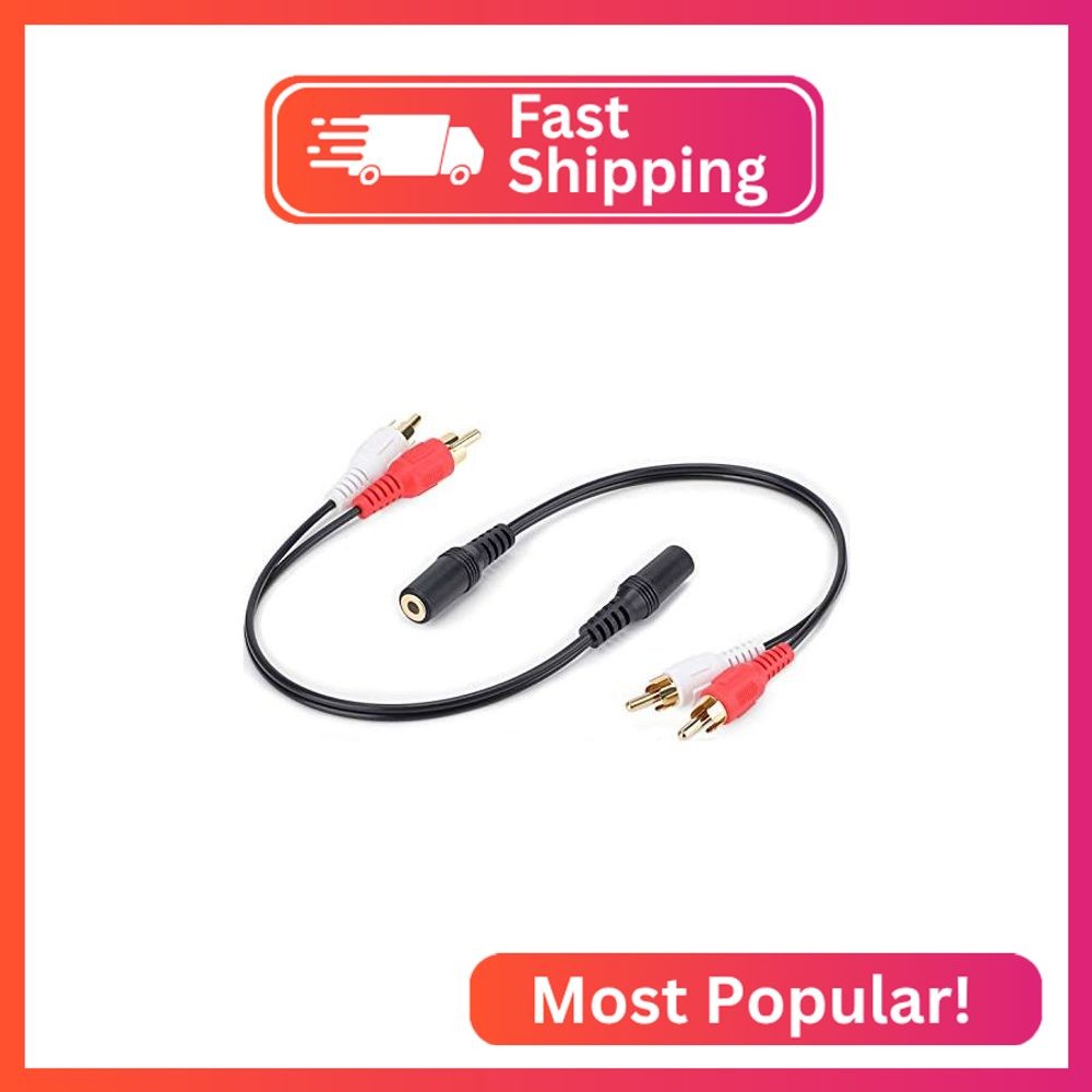 PASOW 2 Pack 3.5mm Stereo Female to 2RCA Male RCA Audio Y Cable