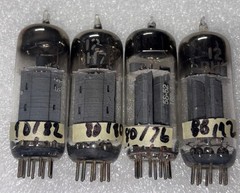 Lot Of 4 GE 12BH7A Grey Plate D-Getter Vacuum Tubes TV7 Tested Strong