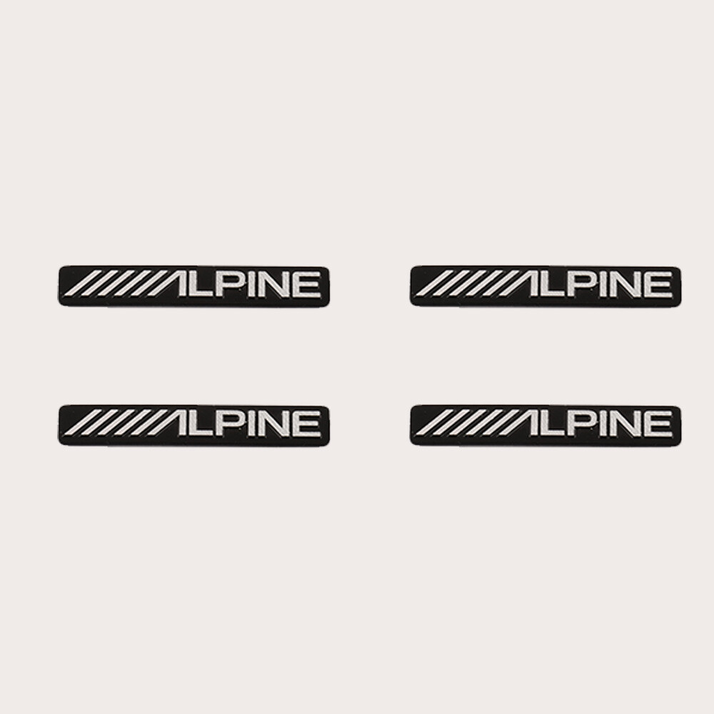 4PCS DIY ALPINE Audio Speaker Aluminum Logo Badge Replacement Piece 53mm X 9mm