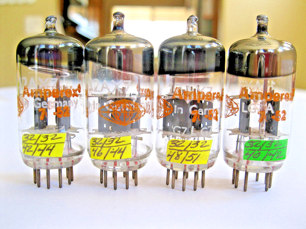4 12AX7/ECC83 VACUUM TUBES GRAY PLATE O GETTER MATCHED DATE GERMANY TV-7 TESTED