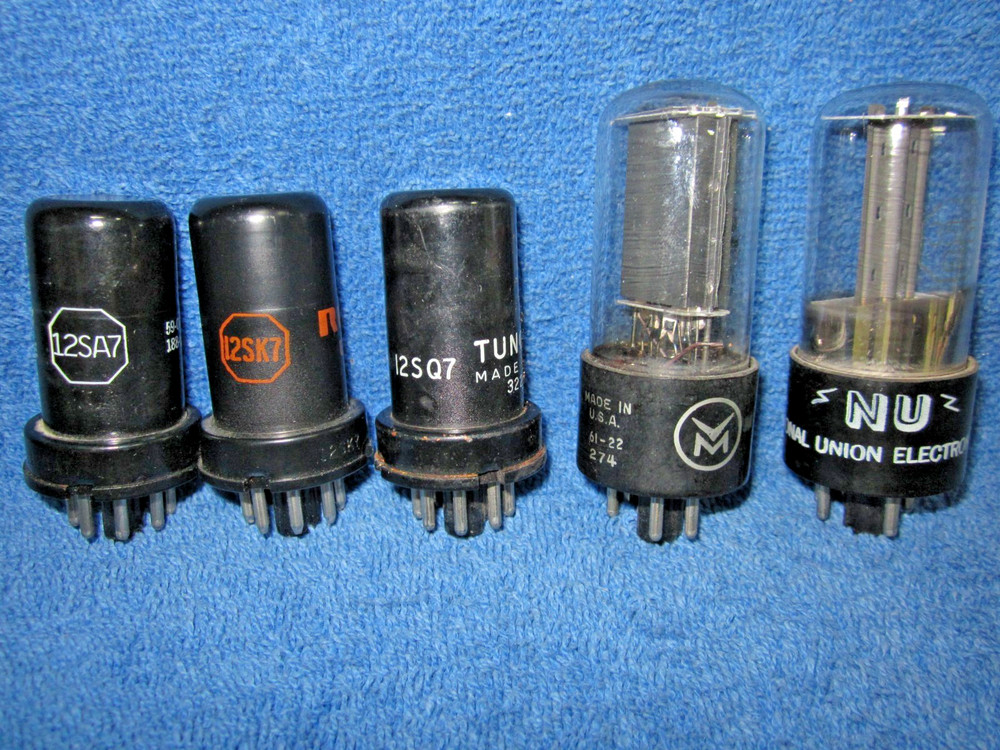 TESTED SET AA5 Octal Metal Tubes 12SA7 12SK7 12SQ7 50L6 35Z5