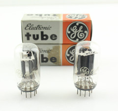 New Qty 2 NOS GE 6GF7A Matched Pair Grey Plates Side O Getter NOS USA Tubes