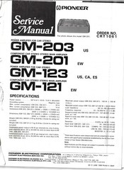 PIONEER GM-203 us, POWER AMPLIFIER FOR CAR STEREO, SERVICE MANUAL