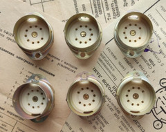 6 x Sockets PLK9 9 pin USSR ceramics silver plated NOS (USA Seller)