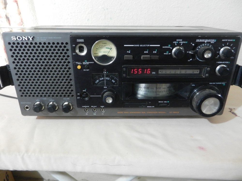 SONY ICF-6800W FM/AM/SW BCL Radio AC Adapter TURNS ON Tested Working AS IS