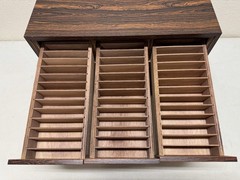 STANNY Rosewood Cassette Cabinet Wood Holder Japan Holds 117 Tapes – Excellent