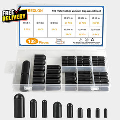 108PCS Vacuum Caps Assortment Vacuum Plugs Hose End Cap Rubber Vacuum Caps Kit