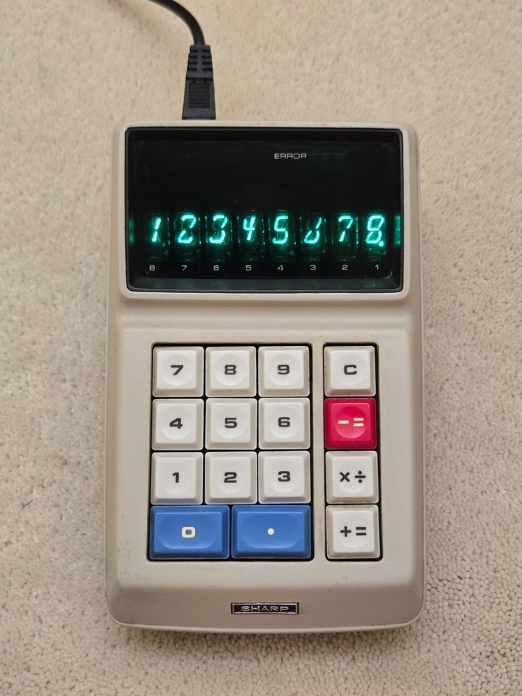 Vintage Sharp EL-8A Calculator, Itron tubes, EA-20 Power Supply, works perfect
