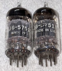 Matched Pair GE JG 5751WA 12AX7 Short Grey Plates 3-Mica Copper TV7 Tested NOS