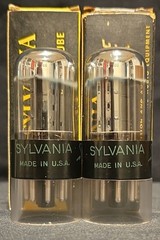 SYLVANIA 6SN7 GTB TUBE 1965 GREEN LABEL BLACK BASE CHROME TOP FOIL MATCHED SET