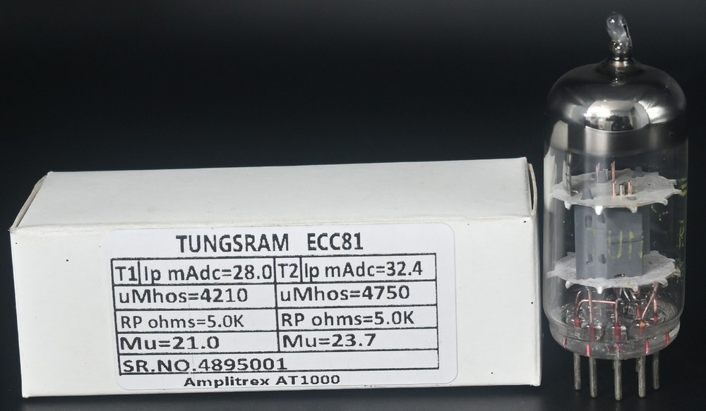 1x 1960s-1970s Tungsram ECC81 Top Ring Getter Made in Hungary Amplitrex Tested