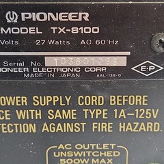 Pioneer TX‑8100– Vintage FM/AM Tuner – Twsted And Working