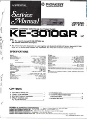 PIONEER KE-3010QR CASSETTE CAR STEREO W/ AM/FM ELECTRONIC TUNER SERVICE MANUAL