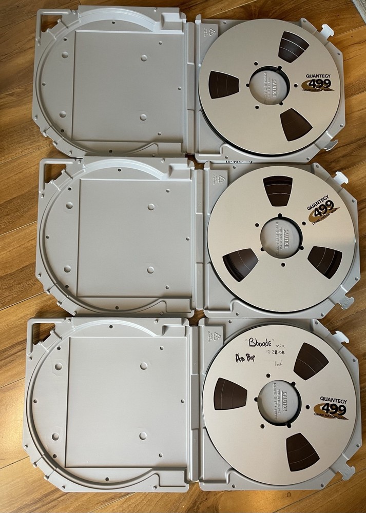 3 reels , Ampex 499 Grand Master Gold 10.5 1/2” analog Tape Reel