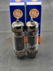 Matched NOS Pair GE 7189A Power Tubes Gray Plates O Getters Tests NOS Amplitrex