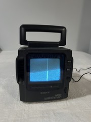 Vintage 1990s Sony FD-525 MEGA Watchman Black And White TV + AM/FM Radio