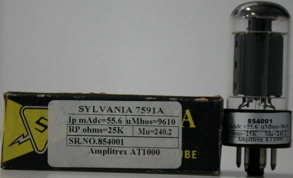NOS NIB 7591A SYLVANIA Grey Plate « O » Getter Made in USA Amplitrex Tested