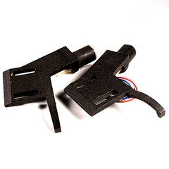 2X Black Angle ADC Type Headshell for Straight Tonearm Turntable w/ Cables Used