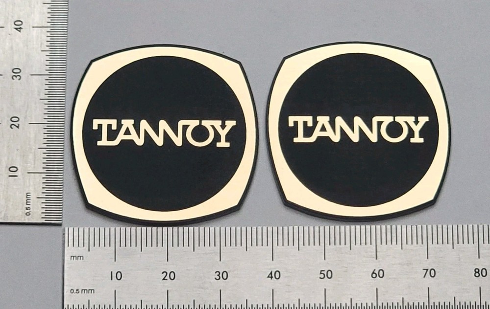 Tannoy Speaker Badge Logo Custom Incised Gold With Adhesive