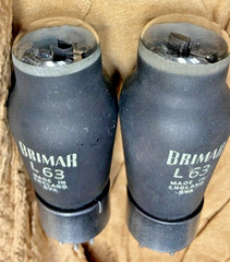 VERY RARE NOS GLASS TUBES MATCH PAIR L63 / 6J5G BRIMAR VINTAGE 1950&rsquo;S [] GETTERS