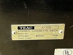 TEAC A105 Stereo Cassette Deck For Parts Repair 03722