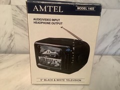Amtel 1403 Retro Collectible 5” VHF/UHF Black And White Portable TV ,NEW