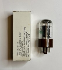 Sylvania JAN 6SN7WGTA Brown Base Military Vacuum Tube Original 1972 Box