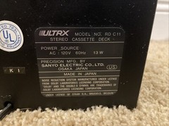 Sanyo Ultrx RD-C11 Single Cassette Deck Dolby-Rare!!