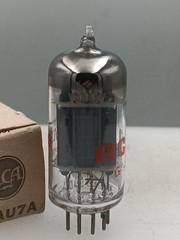 Strong RCA Mexico 12AU7A Long Grey Plates Halo Getter Serious Tubes A634