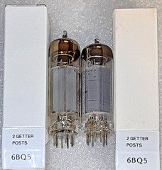 Tightly Matched Pair 6BQ5 unbranded 2 getter posts Vacuum Tubes, TV-7D Tested