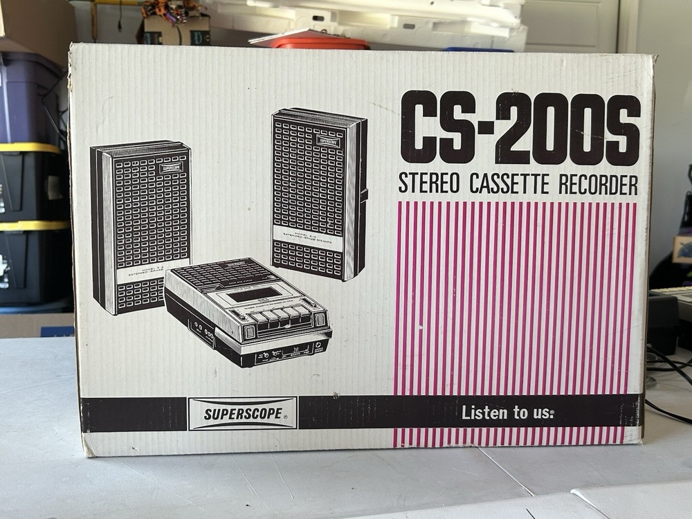 Superscope CS-200S Stereo Cassette Recorder w/ Speakers Case Box Manual Japan