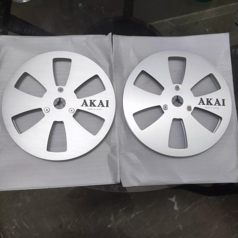 One Pair silvery TAPE REEL Akai 7&Prime; inch Light Metal Aluminum Take Up Reel