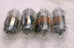 Very Strong Quad RCA 12AU7A Clear Top Grey Plate Side [] Getter
