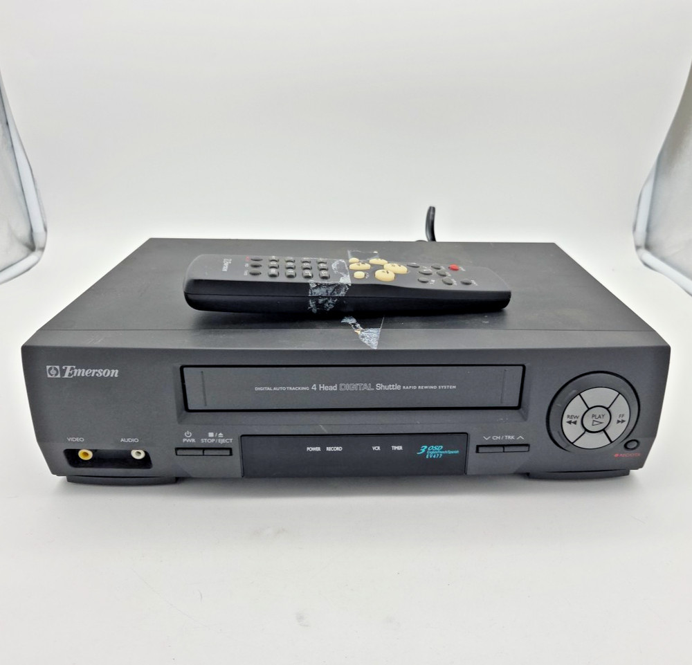 Emerson EV477 4 Head VCR With Remote WORKS *READ DESCRIPTION* ISSUE WITH EJECT