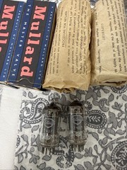 NOS NIB Matched Pair Mullard ECC82 12AU7 K61 B7K Long Plate Square Getter 1957