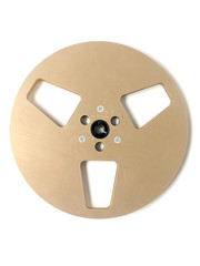 Vintage Meister 7&Prime; Metal Take Up Reel Gold 1/4&Prime; Tape 3 Window Trident Hub M7A