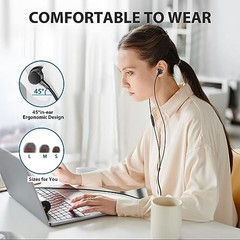 Wired Headphones Earphones for Laptop PC Chromebook Noise Isolating Ear Black