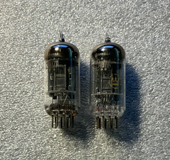 PAIR WESTINGHOUSE 12AU7A ECC82. Black Plate D-Foil Getter. Tests NOS and Matched