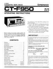 Pioneer CT-F950 Cassette Tape Deck 4-in-1 OPERATING INSTRUCTION & SERVICE MANUAL