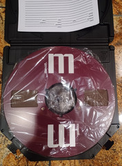MINT BURGUNDY MAXELL REEL WITH NEW RTM LPR 35 TAPE 3600&prime; 1/4&Prime; 10.5&Prime; METAL REEL