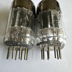 2- 12AU7A NOS Short Gray Plates & Horseshoe Getter Heavy Chrome Hifi Audiophile