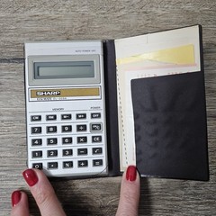 Vtg Sharp ELSI Mate EL-309A Calculator 8 Digit Display RETRO W/ Orig Box Papers