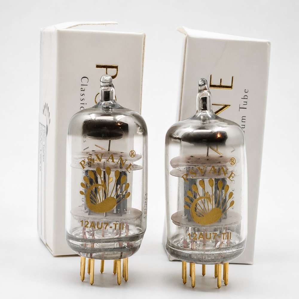 Psvane T-II 12AU7-T Matched Pair Triple Mica Gold Pin Strong Nosie Tested