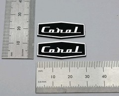 Coral Speaker Badge Logo Premium Silver Pair With Self Stick Adhesive