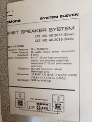 Realistic Tandy Minimus-11 Bookshelf Speaker Silver 50W 8-Ohm 40-2035A Japan