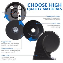 Car Horn，12V Super Loud Electric Waterproof Horn Kit, 2-Piece (1 High Two Tone