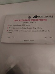 Audiotronics vintage tape recorder microphone (Model AM-1 3) 500 ohms NOS