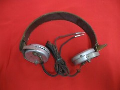 Vintage CK or KC Radio Headphones w leather headband BROKEN FOR PARTS