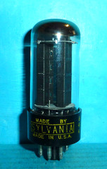 Sylvania 5Y3GT Rectifier Tube Black Plate Halo Getter Tested`